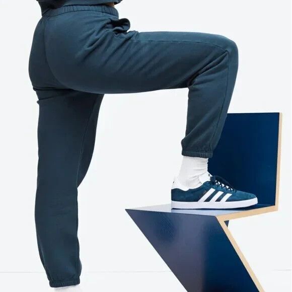 Mate The Label Organic Fleece Relaxed Pocket Sweatpants Mid Blue Joggers $128 - Picture 4 of 6